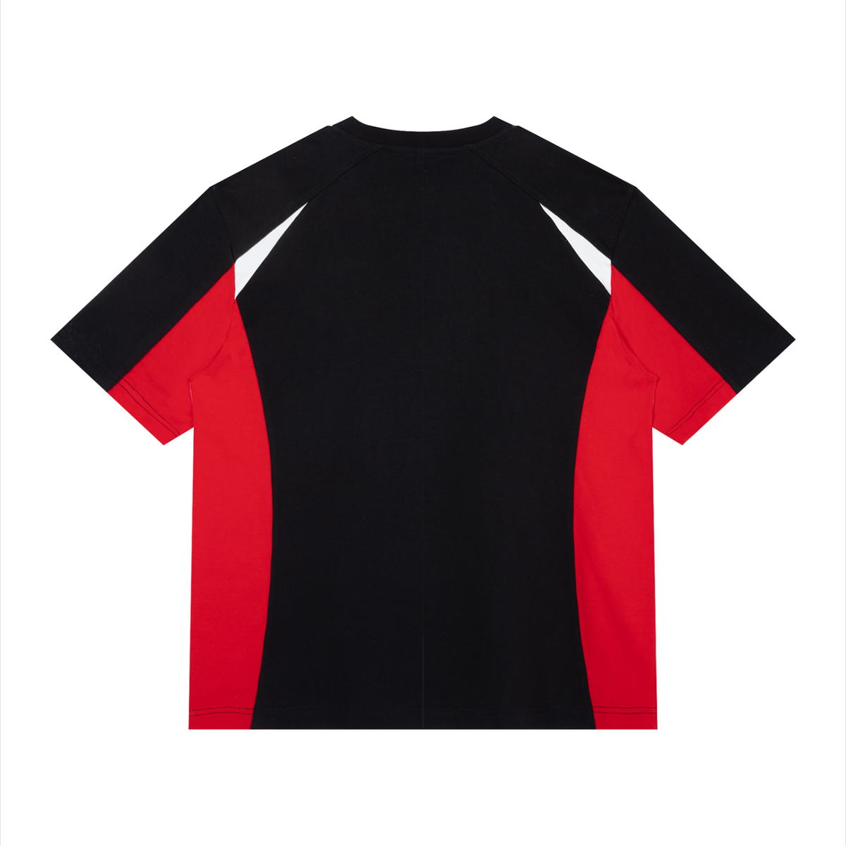 Raglan Colour Block Tee V2 in black with red side panels, back view