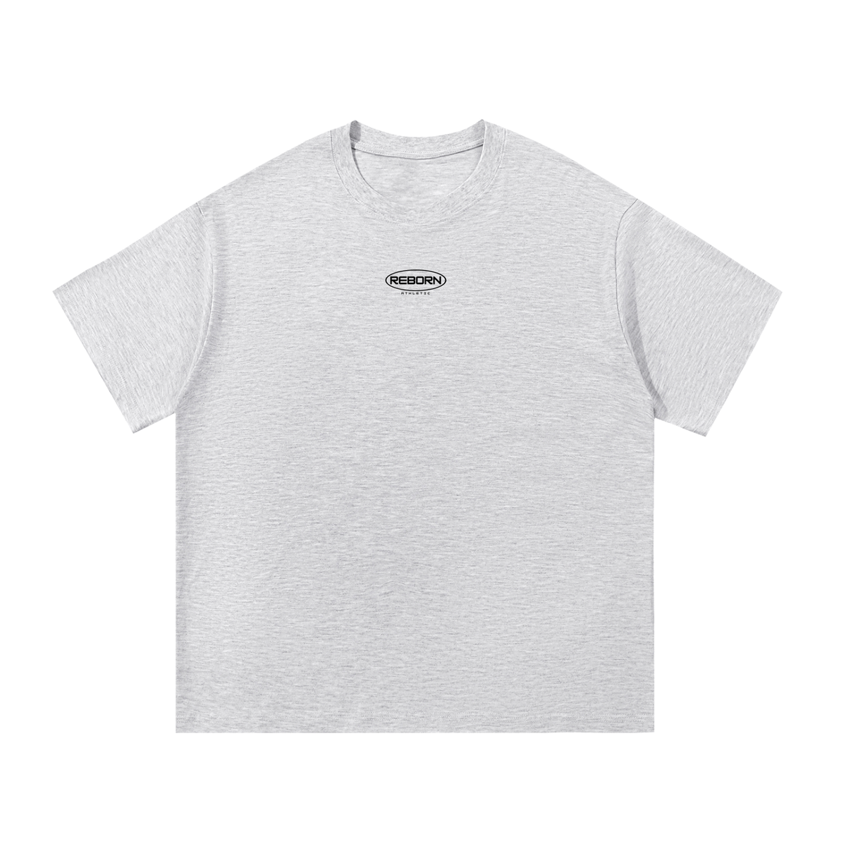 Essential Tee V1 oversized t-shirt in white grey, front view with small Reborn chest logo