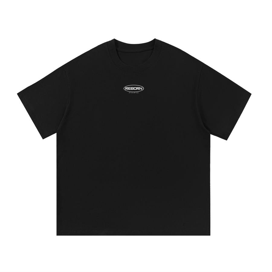 Essential Tee V3 oversized t-shirt in black, front view with small Reborn chest logo