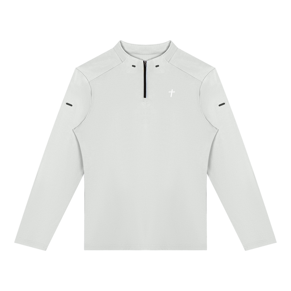 Performance Training Quarter Zip in grey, front view with stand collar, half zip and small cross logo